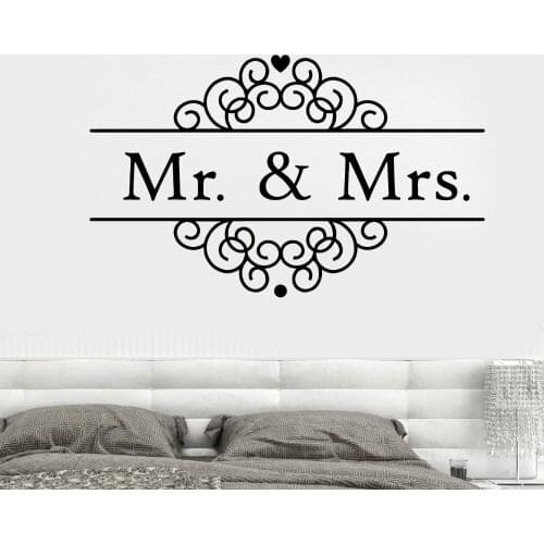 Vinyl Art Removable Poster Mural Logo Mr & Mrs Wedding Salon Studio Love Family Decoration For Bedroom Decals LX232