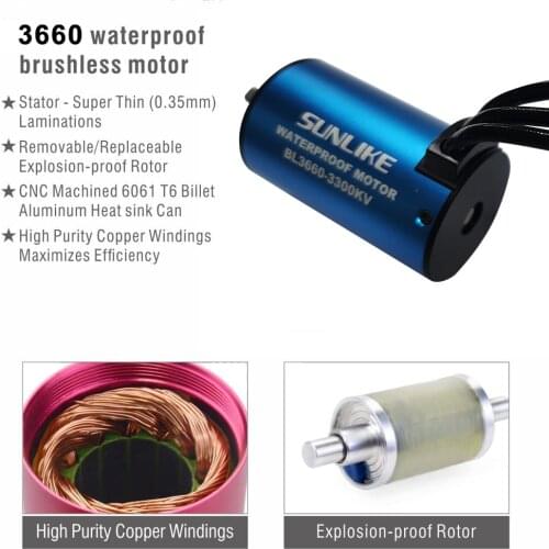 Waterproof Brushless Motor 3660 RC Car Motor 3300KV 3800KV For 1/8 1/10 2S 3S RC Car Drift Racing Off-Road