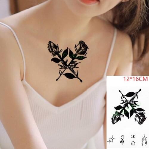 Waterproof Temporary Tattoo Sticker Red Rose Flower Star Flame Element Fake Tatto Flash Tatoo Hand Art Tattoos for Women Men
