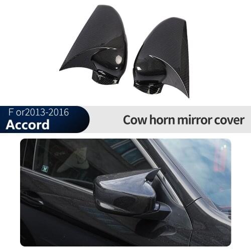 ABS Car Side Door Rearview Mirror Protect Frame Cover Trims Carbon Fiber OX Horn Shell Rearview Cover For Honda Accord 2013-2016
