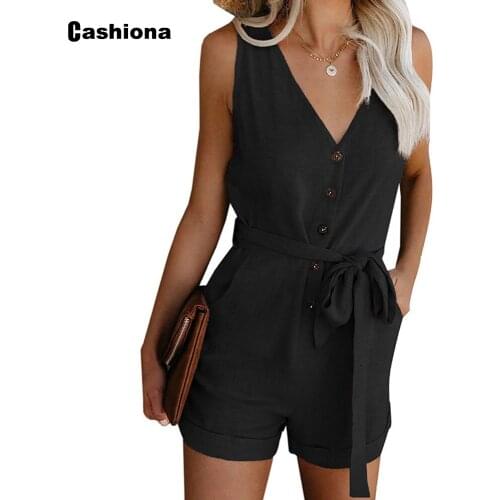 Women High Waist Overalls Sleeveless Casual Sashes Playsuits Open Stitch Romper Summer Jumpsuits Femme Clothes Plus Size S-5XL