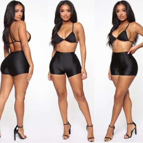 Womens Fitness Solid Shorts Soft Skinny Slim Stretchy Solid Shiny Casual Comfortable Shorts Cotton Spandex Workout Shorts