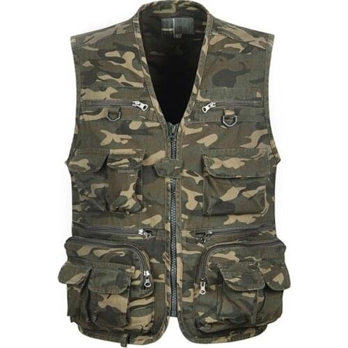 1pcs Men Camouflage Fishing Hunting Vest Cargo Outdoor Game Outwear Waistcoat Multi-Pocket Photography Recreational Fishing Vest