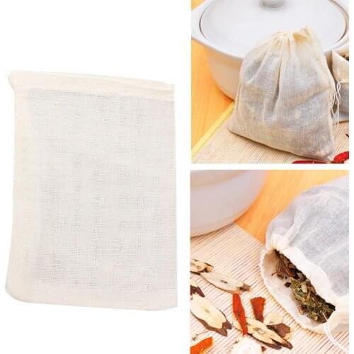 10/50/100Pcs 10x15cm Cotton Empty Teabag Drawstring Pouch Filter Herb Soup Bags for Chinese Herbal Medicine Coffee Foot Bath