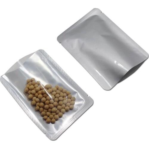 100Pcs/lot 2 Styles Flat Open Top Pure Aluminum Foil Food Storage Bag Mylar Plastic Candy Cookies Tea Vacuum Round Corner Pouch