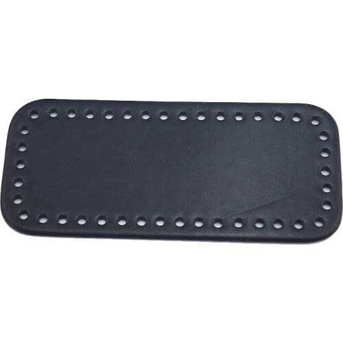 18x8cm Bottom for Knitting Bag Patent Leather Bag Accessories Rectangle Bottom with Holes Black Bag Leather Bottoms For Handbag