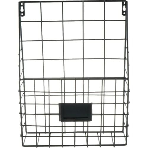 36x27x8cm Grid Storage Basket Over the Cabinet, Metal Wire Cabinet Wire Wall Basket with Hook Wall Mount Storage Basket