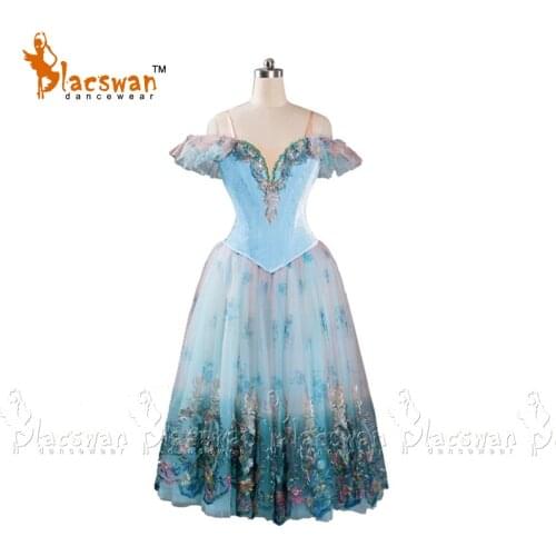 Blue Fairy Ballet Long Tutu Dress Women Professional Ballet Tutu Romantic Tutu Ballet Stage Costume Flower Festival Tutu Dresses