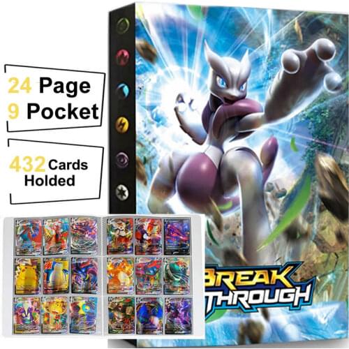 9 Pocket Pokemon Album 432 Card Book Map Cartoon Playing Game Pokémon Collection Mewtwo Binder Holder Folder Loaded ListToy Gift