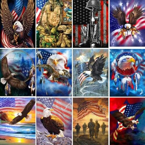 5D DIY Diamond Painting American Flag Eagle Full Square Diamond Rhinestone Diamond Mosaic Embroidery Cross Stitch Kit Home Decor