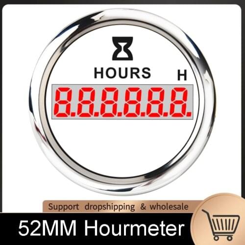 Car Digital Hour Meter for Auto Marine Boat Engine Waterproof 2inch Hourmeter Red LED Backlight 9-32V 0-99999.9 Range