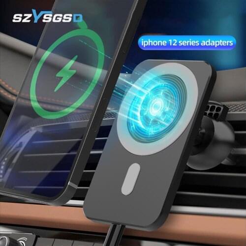 15W Car Qi Wireless Charger mount For iPhone 12 Mini 12Pro Holder Mounted Qi Standard Magnetic Wireless Car Air Vent Charger