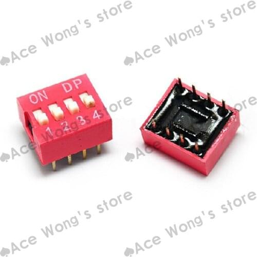 Free Shipping 30pcs 4P 4 Position DIP Switch 2.54mm Pitch 2 Row 8 Pin DIP Switch