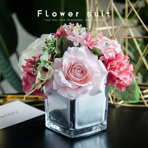 Free Shipping Modern Artificial Flower Ornament Small Pot Plant For Bedroom Decoration Interior Simulation Flower Arrangement