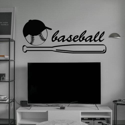 Baseball Bat And Ball Wall Art Baseball Sports Sticker Home Living Room Decoration Removable A002671
