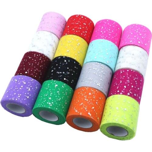 25Yards 6.5cm Baby Shower Glitter Sequin Tulle Roll Fabric Spool Tutu Party Birthday Wedding Decoration Favors Event Supplies