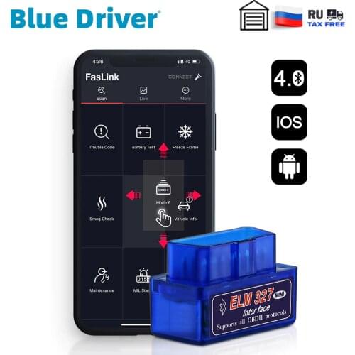 Blue Driver Mini Bluetooth ELM327 V2.1 for iPhone Free Update Automotive OBD2 Diagnostic Scanner Check Engine Code Reader