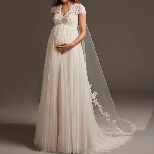 Bohemian Maternity Wedding Dresses Boho Maxi A Line V Neck Pregnant Bridal Gowns GYPSY Vestido De Noivas