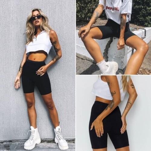 Women Pants Fitness Short Pants Casual Ladies Slim Pants High-Waist Summer Bottom Knee-Length Black Shorts Bodycon Streetwear