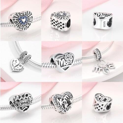 MEETSOFT Romantic 925 Sterling Silver Hand Zircon Heart Square Shape Beads Charms Handmade Of DIY Making Jewelry Accessory