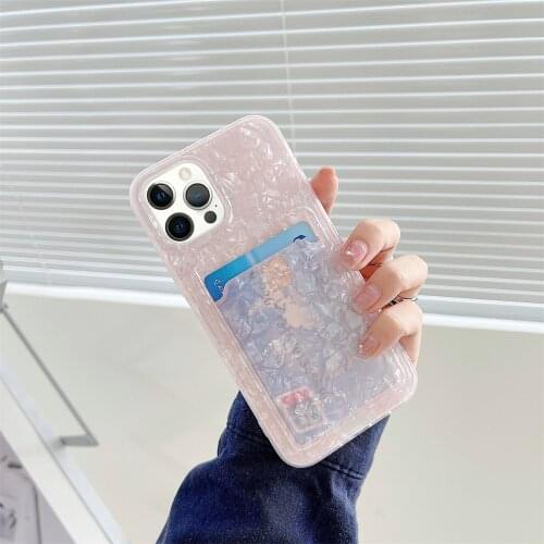 Shell Phone Case for iPhone 11 12 Pro Max SE 2020 XS XR 7 8 Plus Card Holder Back Cover Plain Slim Fit Soft TPU Shockproof Etui