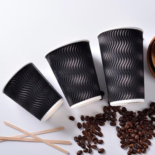 8oz 12oz 16oz Black Paper Coffee Cup Eco Friendly Insulation Thick Milk Cup Disposable Party Supplies 100pcs/lot SK747