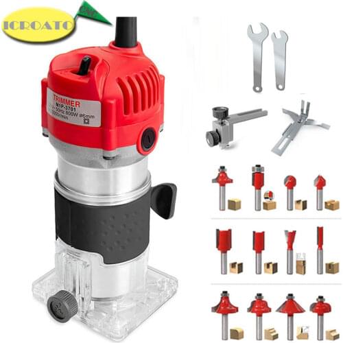Woodworking Electric Trimmer 800W 30000rpm Wood Milling Engraving Slotting Trimming Machine Hand Carving Machine Wood Router