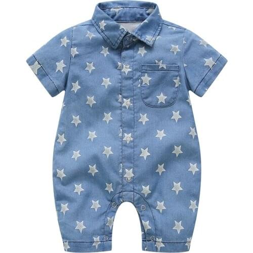 Kids Romper Summer Denim Short Sleeves Bodysuits for Boys Toddler Girl One-Pieces New Arrival Infant Baby Child Rompers 2020 New