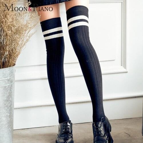 Women Striped Stocking Fashion Cute Winter Comfortable Warm Thigh Over Knee Socks College Style Casual Simple High Stockings