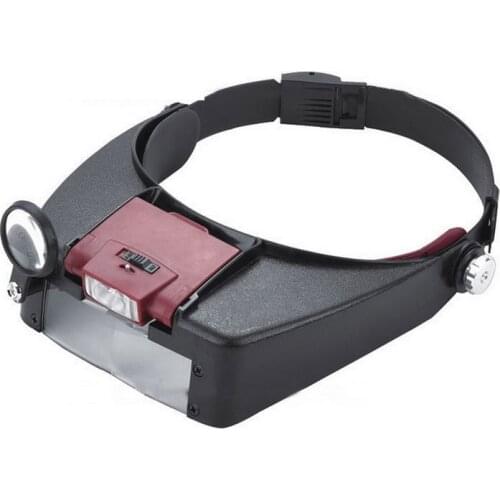 Head Wear Magnifier Adjustable Size Headband Magnifying Lenses Repair Work Light High Transparency Lenses LED Light Head Lamp