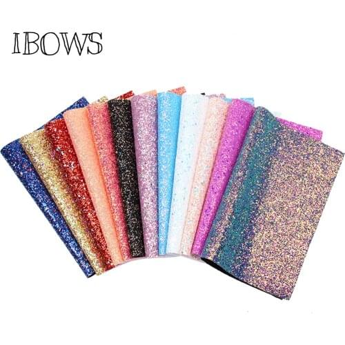 IBOWS 22cm*30cm Glitter Synthetic Leather Chunky Glitter Bow Fabric Party Wedding Decoration DIY Hairbows Accessories Materials