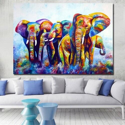 Canvas Painting Colorful Abstract Animals Elephant Pictures Animal Wall Art For Living Room Decoration Posters And Prints