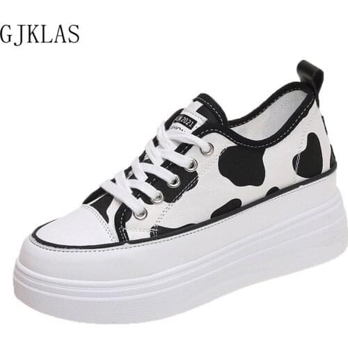 Platform Sneakers Canvas Women Shoes Casuales Fashion Hidden Heel Ladies Chunky Sneakers Lace Up Platform Shoes Sport Femme