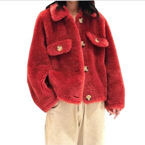 2021 Womens Winter Autumn Fake Sheep Fur Jakets Short Section Xs/3XL Female Faux Fur Coats Hooded Man-Made Fur Outwears K1108