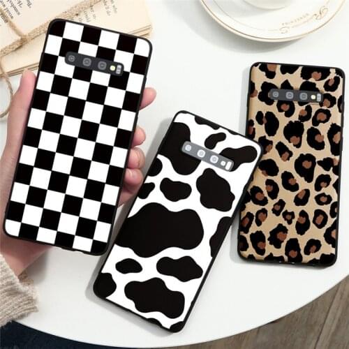 Leopard Checkered TPU Case For Samsung Galaxy A51 A71 A10 A20 A21S A30 A40 A50 A70 S20 Ultra S10 S8 S9 Note 8 9 10 20 Plus Cover