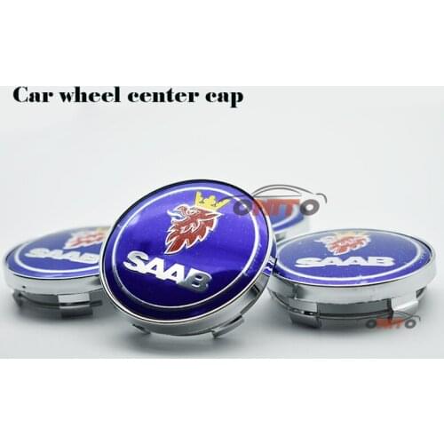 Best selling 4pcs/set 60mm 2.36inch Car Wheel Dust-proof emblem covers For Saab 9-3 9-5 93 95 BJ SCS car wheel center cap