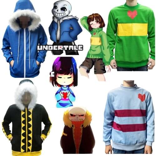 Hot Undertale Sans Frisk Chara Papyrus Fell Sans Cosplay Costume Zipper Hoodie Hooded Jacket Coat Sweater Sport