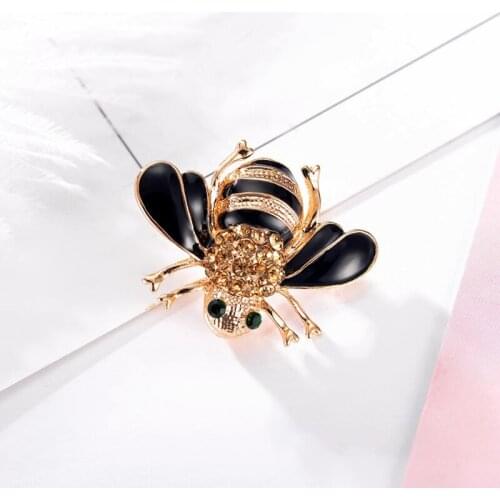 Little Bee Brooches Crystal-Rhinestone Enamel Animal Insect Pin Brooch Jewelry Gifts For Women Men
