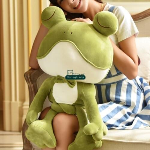 Dorimytrader Pop Cute Big Cartoon Frog Plush Toys Soft Stuffed Anime Green Frog Doll Animals Pillow for Kid Gift 50cm 70cm 80cm