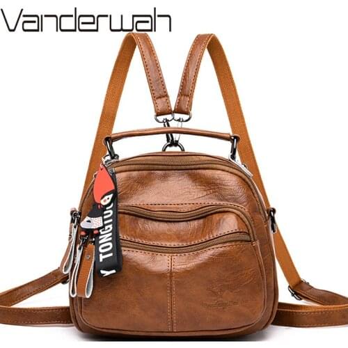 Mini Backpack Female Vintage Soft Leather Shoulder Bag Designer Multifunction Small Bagpack Fashion Hand Bag For Girls Sac a Dos