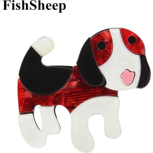 FishSheep Fashion Beagle Dog Acrylic Brooches For Women Cartoon Resin Animal Brooch Jewelry Pin For Scarf Clothes Decoration