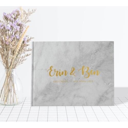 Personalize Marble Wedding Guest Book, Custom Marble Guestbook, Marble and Gold Wedding Guest Book, Color Choices Available