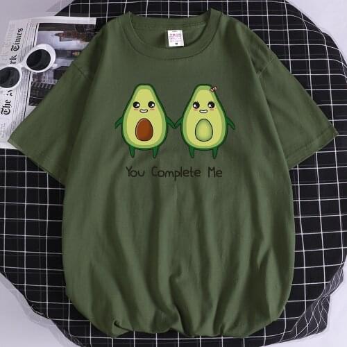 Avocado Friends Holding Hands Printing Man T-Shirt Style High Quality Tshirt Fashion Slim T-Shirts Simplicity Crewneck Mens Top