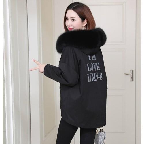 New Rex Rabbit Fur liner fox fur collar small loose fur coat 2077