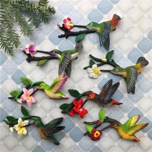 New Home Creative Magnet Fridge Magnet Animal Bird Resin Suction Decorative Magnetic Sticker Hummingbird