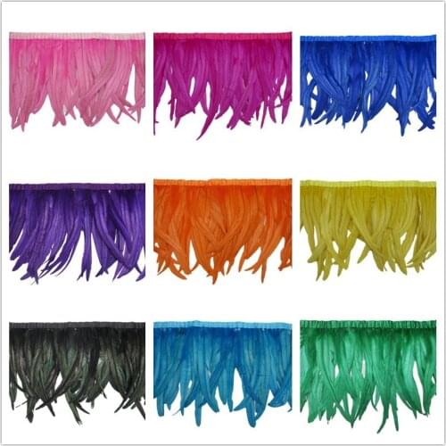 Wholesale 10 Yards Rooster Tail Feather Trim Coque Feather Trimming Feather For Crafts Dress Skirt Carnival Costumes Plumes