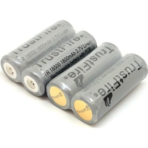 4pcs/lot TrustFire TR 18500 1800mAh 3.7V Rechargeable Lithium Protected Battery Camera Flashlight Torch Batteries with PCB