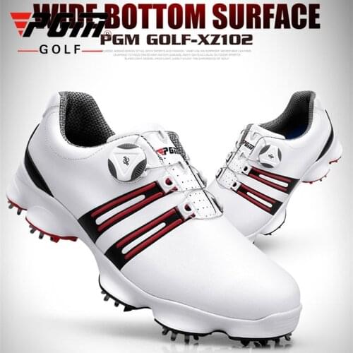 Pgm Patent Golf Shoes Mens Leather Waterproof Sneakers Activities Nail Automatic Revolving Spikes Breatheble Golf Shoes D0471