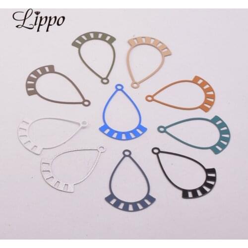 50pcs AC9384 21*30mm Laser Cut Necklace Shape Charms Brass Filigree Pendant Wate Drop Earring Jewelry Findings