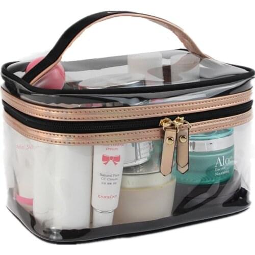 PVC Transparent Cosmetic Bags Womens travel Waterproof Clear Wash Organizer Pouch Beauty Makeup Case Accessories